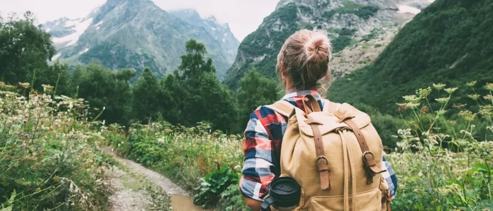 Backpacker hiking